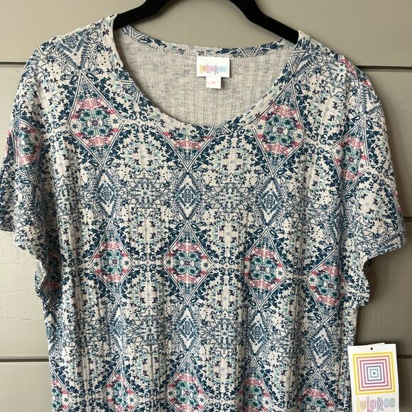 NWT LuLaRoe Maria Floral Maxi Dress Blue Gray Pink Print Sz S - Picture 2 of 7